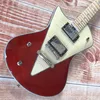 Left Handed Music Man Ernie Ball Armada Natural Trans Red Electric Guitar V-shaped Bookmatched Flame Maple Top Belly Cut Contour Body Locking Tuners Chrome Hardware