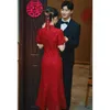 Ethnic Clothing Yourqipao Chinese Cheongsams Improved Red Cheongsam Toast Bride Wedding Fishtail Engagement Dress Skirt For Women