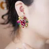 Stud Earrings BOHO For Women Colorful Crystal Glass Sparkle Jewelry Zinc Alloy Casual Party Birthday Wear 2023 In