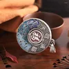 Pendant Necklaces XiYuan Empty Flower Silk Heavenly Gift Hongfu Character Auspicious Cloud Burning Blue Rotable Nothing Card Sweater Chain