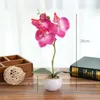 Faux Floral Verdura Artificial Mini Orquídea Phalaenopsis Pequeno Desktop Vaso Planta Flores Falsas Plantas De Plástico Ornamento Home Office Decor 230824