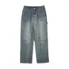 Herrenjeans 2023 American High Street Timber Splicing Arbeitskleidung Gerade Röhre Lose gesprenkelte Tintenfarbe Trendige lange Hosen