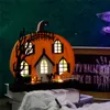 Other Event Party Supplies Wooden Halloween Led Lights Pumpkin House Holiday Gifts Festival Halloween Decoration Glowing Fairy Lamp Desktop Ornaments 230824