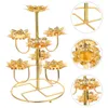 Ghee Lamp Holder Creative Candlestick Lotus Rack Metal Temple Candleholder Stand Dinner Table Decor HKD230825 HKD230827