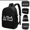 Рюкзак забавный графический принт в мушке мы доверяем элону поклонник USB Зарядка мужски школьные сумки женские сумки для путешествий ноутбук