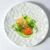 Plates Restaurant Ceramic Tableware Pure White Hammer Print Corrugated Western Plate French Molecular Cuisine Dessert Fruit