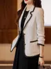 Ternos femininos chique jaqueta feminina 2023 verde branco preto feminino negócios casual manga longa casaco fino elegante escritório senhora trabalho formal blazer