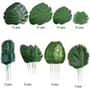 フェイクフローラルグリーン68ピース8種類の熱帯パーティーの装飾ジャングルモンステラは、ステム230824の人工ヤシの葉の葉