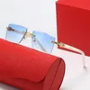 Brille Mode Leopardenkopf Carti Designer-Top-Sonnenbrille Rahmenlose Sonnenbrille mit Diamanteinbettung Damenbekleidung Personalisiertes Street Shoot-Logo und Box
