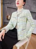 Damenanzüge Yitimuceng Herbst Winter Elegante Blazer Mäntel Für Frauen 2023 Koreanische Mode Langarm O Neck Schlank Vintage Casual Jacken