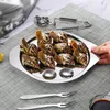 Geschirr-Sets Schneckengericht 12 Löcher Zangenwerkzeug Edelstahlplatte Conch Backblech Fächer Servieren