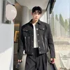 Herrjackor Autumn Denim Coat Metal Zipper Safari Style Solid Color Jacket Casual Male Korean Topps Trend Ytterkläder