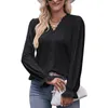 Women's T Shirts Women Fashion T-Shirt Sutumn Winter Long Sleeve Lace Female Casual Solid Color V-Neck Ladies Tops