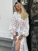 Grundläggande casual klänningar Bornladies Jacquard Heart Print Long Sleeve Dres Fashion Loose Vestidos Vintage Female Aline 100 Cotton Summer Dress 230825