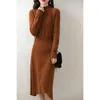 Women's Sweaters Pullover Elegant Autumn/Winter Wool Sweater Casual Knitwear Half Turtleneck Ladies Top Loose Solid Color Long Skirt