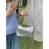 Wallets Women Elegant Shoulder Bags Retro Silver PU Leather Hobo Solid Color Small Handbags Female Casual Purse Underarm Clutch Bag