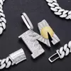 Подвесные ожерелья мода полная циркон инкрустация маленькая диази M Письмо с цепью для мужчин, женщины, роскошные лаконилы