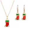 Dangle Oorbellen Legering Kerstsokken Strass en ketting voor dames Sieradensets