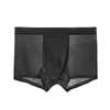 Underbyxor herrar underkläder is silke fyra hörn sömlösa sommar tunna andas löst elastiska antibakteriella boxare shorts
