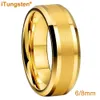 Band Rings iTungsten 6mm 8mm Engagement Wedding Band Gold Plated Tungsten Finger Ring for Men Women Couple Fashion Jewelry Comfort Fit 230824
