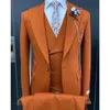 Erkek Suit Blazers hardal sarı resmi erkekler 3 parça düğün damat smokin ince fit iş balo parti takım elbise kostümü homme blazervestpant 230824