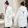 Casacos de trincheira femininos brilhantes longos mulheres moda inverno parkas com capuz engrossar roupas quentes jaquetas à prova d'água casaco feminino swredmi