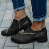 Damen Schnallen Reißverschluss Britisch-Knöchelstil Women Boots PU Leder Punk Stiefel mit niedrigem Quadrat-Heels Chunky Footwear Plus Size 35-43 T230824 135