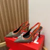 Tasarımcılar Yüksek topuklu kot süslemeli plak sandaletler Stillletto topuklular 8.5cm sivri uç ayakkabı kadın lüks deri dış taban akşam ziyafet ayakkabı fabrika ayakkabı