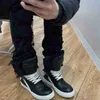 Mens jeans amerikansk stil svart erosion skadade grova high street jeans män ins hiphop mode vintage mager byxor streetwear 230824