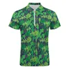 Tropische Planten Poloshirt Groene Bladeren Print Casual Shirt Zomer Trendy Heren Korte Mouw Rits Grafische T-shirts HKD230825