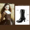 레이스 현대 발가락 스타일 라운드 여성 펑크 빅토리아 빅토리아 up 낮은 Med Strange Heel Fashion Mid Calf Western Boots 신발 여성 2022 New T230824 77