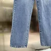 Designer senhoras alfabeto costura pesada frisado jeans perna reta macacão senhoras cintura alta casual solto ajuste retro rua estiramento calças largas moda