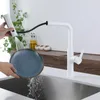 Kitchen Faucets White Baking Finish Retractable Sus 304 Stainless Steel Household Waterfall Rain Home Faucet Sink Tap