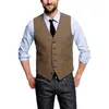 Mäns västar Herringbone Mens Suit Vest Wool Formal Groom's Wear Wedding Tuxedo Waistcoat Plus Size Costume Homme