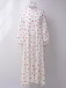 Grundläggande casual klänningar Bornladies Jacquard Heart Print Long Sleeve Dres Fashion Loose Vestidos Vintage Female Aline 100 Cotton Summer Dress 230825
