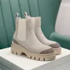 Chelsea Enkellaarsjes Designer Suède Kalfsleer Monili Martin Laarzen Dames Dikke Blokhakken Mode Booties Luxe Jurk Feest Western Winterlaarzen Schoenen