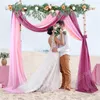 Rideau en Tulle pour arc de mariage, 3 pièces/lot, draperie en mousseline de soie, toile de fond transparente, réception de cérémonie, décoration suspendue Swag, fournitures de fête