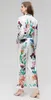 Pantalon de deux pièces pour femmes QQ8046 Ensembles de créateurs de haute qualité 2023 Automne 2 Pantalon Costume Femmes Impression colorée Chemises à manches longues Ensemble droit