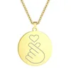 Pendant Necklaces Todorova Trendy Stainless Steel Korean Finger Heart Necklace For Women Men Charm KPOP Jewelry Gift Bijoux