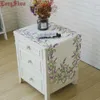 Bordslöpare Hem Dekorativ Beige Color Handmased Satin Cutwork Brodered TV Stand Cabinet Cover Creative Lavender Lilac Oval Table Runner 230824