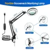 Neue 8-fache Lupe mit Glasschwingarm, flexible Klemm-Tischlampe, dimmbar, beleuchtete Lupe, LEDs, Schreibtischleuchte, 3 Farbmodi, Lampe HKD230824