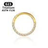 Piercing Industrial Titanium Clicker G23 Septum Zircon Gold Nose Ring Cartilage Labret Tragus Earrings Body Jewelry