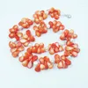 Choker mycket utsökt. Natural Orange Sea Bamboo Coral/Pearl Necklace. Charmiga kvinnors födelsedagsmycken 46 cm