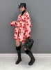 レディースウールブレンド清冬ファッショントレンドレッドローズコート女性ストリートウェアソフトウォームジャケット女性ZXF097 230824