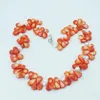 Choker mycket utsökt. Natural Orange Sea Bamboo Coral/Pearl Necklace. Charmiga kvinnors födelsedagsmycken 46 cm