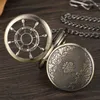 Pocket Watches Vintage Roman Number Rudder Design Mechanical Pocket Watch Men Unique Double Sided Steampunk Bronze Pocket Watch With Chain Gift 230825