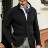 Suéter masculino masculino gola de malha casaco de manga comprida suéter cardigan jaqueta sólida grossa quente casual cardigan tricô suéter 230824