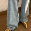 Women's Jeans Autumn Diamond Straight Leg Trousers Loose Pants