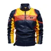 Herrjackor faller 2023 Motor skinnjacka Men Autumn Winter Fleece Colorful Motorcykel vintage cyklist och rockar 230824