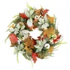 Other Event Party Supplies 40cm Fall Wreaths for Front Door Autumn Wreath with Berry Pumpkin Maple Leaves Thanksgiving Harvest Festival Home Decoration 230824